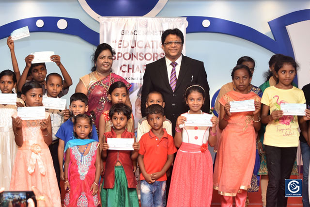 Grace Ministry Inaugurates Free Monthly Education scholarship for 25 needy and poor students at Prayer Center, Mangalore here on Sunday, April 14.